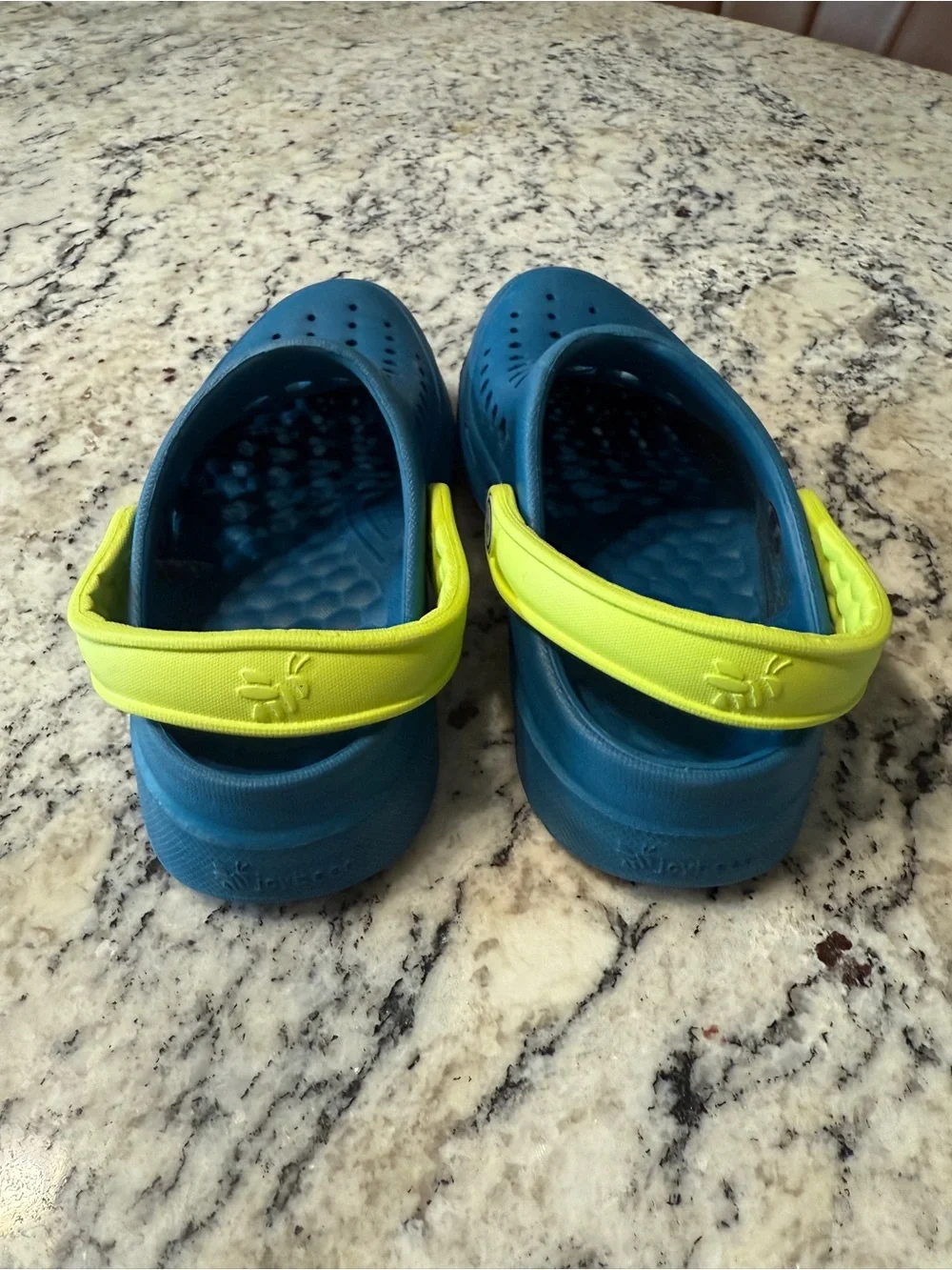 Joybees Kids Teal Slip-On Sandals with Yellow Heel Strap